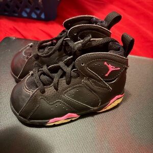 Jordan Kids Black and Pink Sneakers